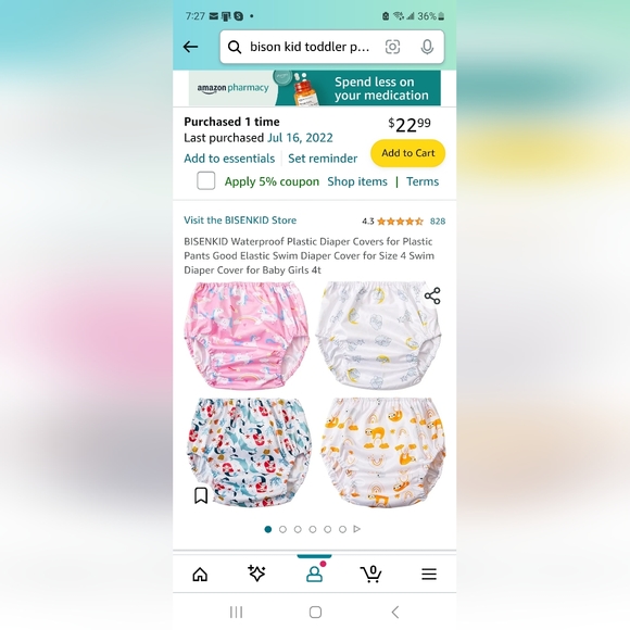 BISENKID Waterproof Diaper Cover for Plastic Pants for Toddlers, L - Picture 2 of 3